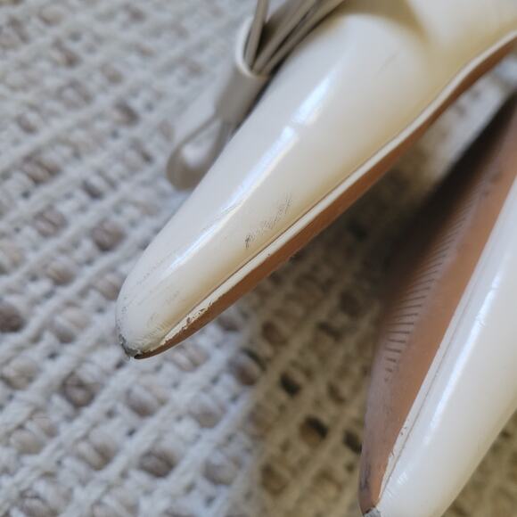 ZARA Womens 6.5/7 White Bow Patent Leather Slingback Heels Pointed Toe Shoes - Picture 4 of 10